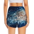 thumbnail image 4 of Vsdgher White Jellyfish Dansing in the Ocean Print Women's Running Double Layer Shorts High Waisted with Pockets Elastic Yoga Workout Athletic Gym Sports, 4 of 8