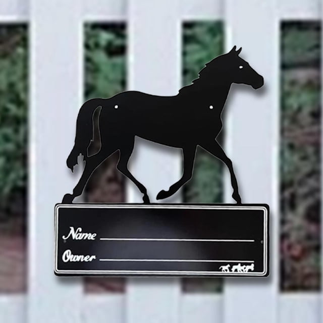 Placa con nombre para caballos Colamx Decoración para puerta de caballos Hierro 25x27 cm
