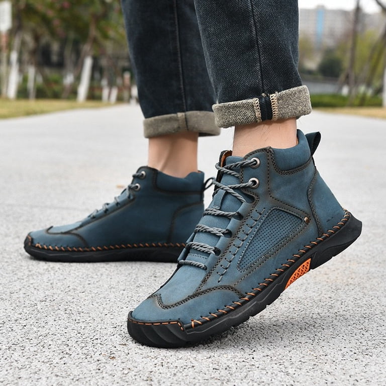 Mens Vintage Stitching Combat Walking Boots Wide Width  display picture 2