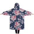 thumbnail image 2 of Oversized Wearable Blanket Hoodie,Pioneer Flower Floral Print Pattern Sherpa Blanket Hoodie with Super Pockets,Super Warm Fuzzy Pullover for Women & Men, 2 of 6
