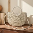 thumbnail image 4 of Womens Straw Beach Bag Woven Crossbody Shoulder Bags Top Handle Satchel Handbag Purse for Summer, 4 of 4