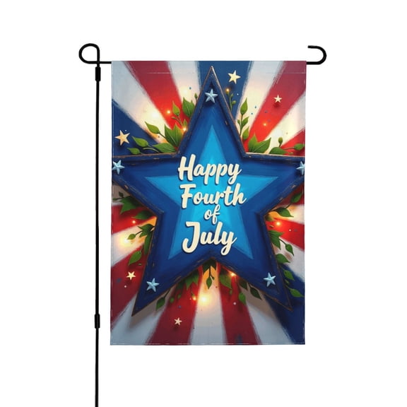 Happy Fourth Of July Garden Flag 12x18 Inch Double Sided – Patriotic Star USA Flag Outdoor Yard Decoration For Porch, Lawn & Patio