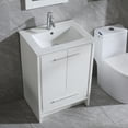 thumbnail image 3 of Wonline 24inch White Bathroom Vanity with Sink Stand Floor Cabinet White Ceramic Sink with Mirror Faucet, 3 of 9