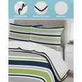 thumbnail image 3 of Quilt King Size Bedding Set, Green Gray Striped Reversible Summer Quilt 3 Pieces, Farmhouse Stripes Modern Abstract Art Lightweight Bedspreads Coverlets with 2 Pillow Shams for All Seasons, 3 of 5