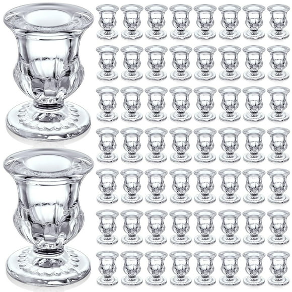 Portavelas Foaincore de cristal transparente, 60 unidades, 6,3 cm de altura