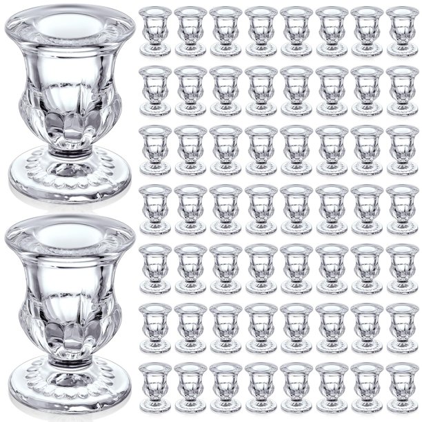 Portavelas Foaincore de cristal transparente, 60 unidades, 6,3 cm de altura