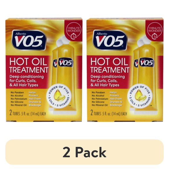 (2 pack) Alberto VO5 Moisturizing Hot Oil Treatment, 0.5 Ounce, 2-Count Tubes