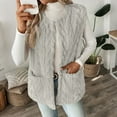 thumbnail image 3 of FAIWAD Womens Long Fleece Vest Sleeveless Fall Winter Warm Textured Outerwear with Pockets Trendy Casual Fuzzy Jacket, 3 of 9