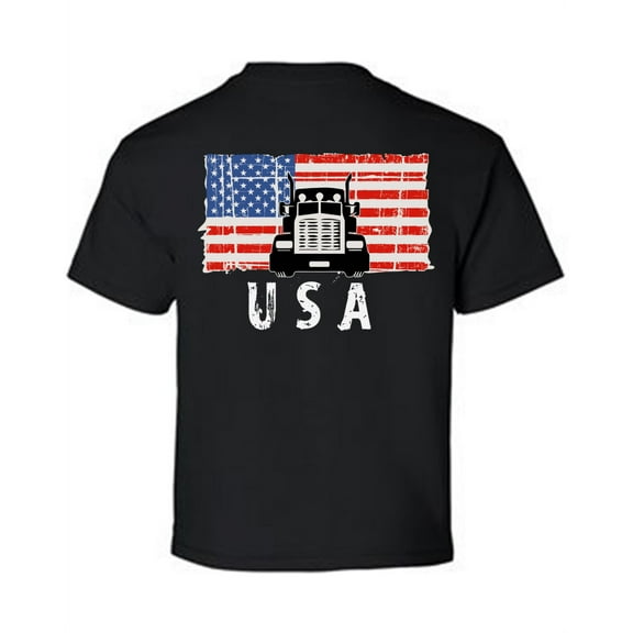 Awkward Styles Truck USA Youth Shirt Red White and Blue Retro USA T shirt for Boys USA Patriotic Gifts Retro USA T shirt for Girls Made in the USA 4th of July Kids Tshirt Print on the Back Only