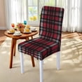 thumbnail image 5 of TSOVTHRID Red Plaid Print 5 Pcs Tablecloth and Chair Covers Set Stretch Washable Table Cover and Seat Protector Slipcovers for Dining Room Kitchen Party (Rectangle, 82 x 55 Inch), 5 of 7