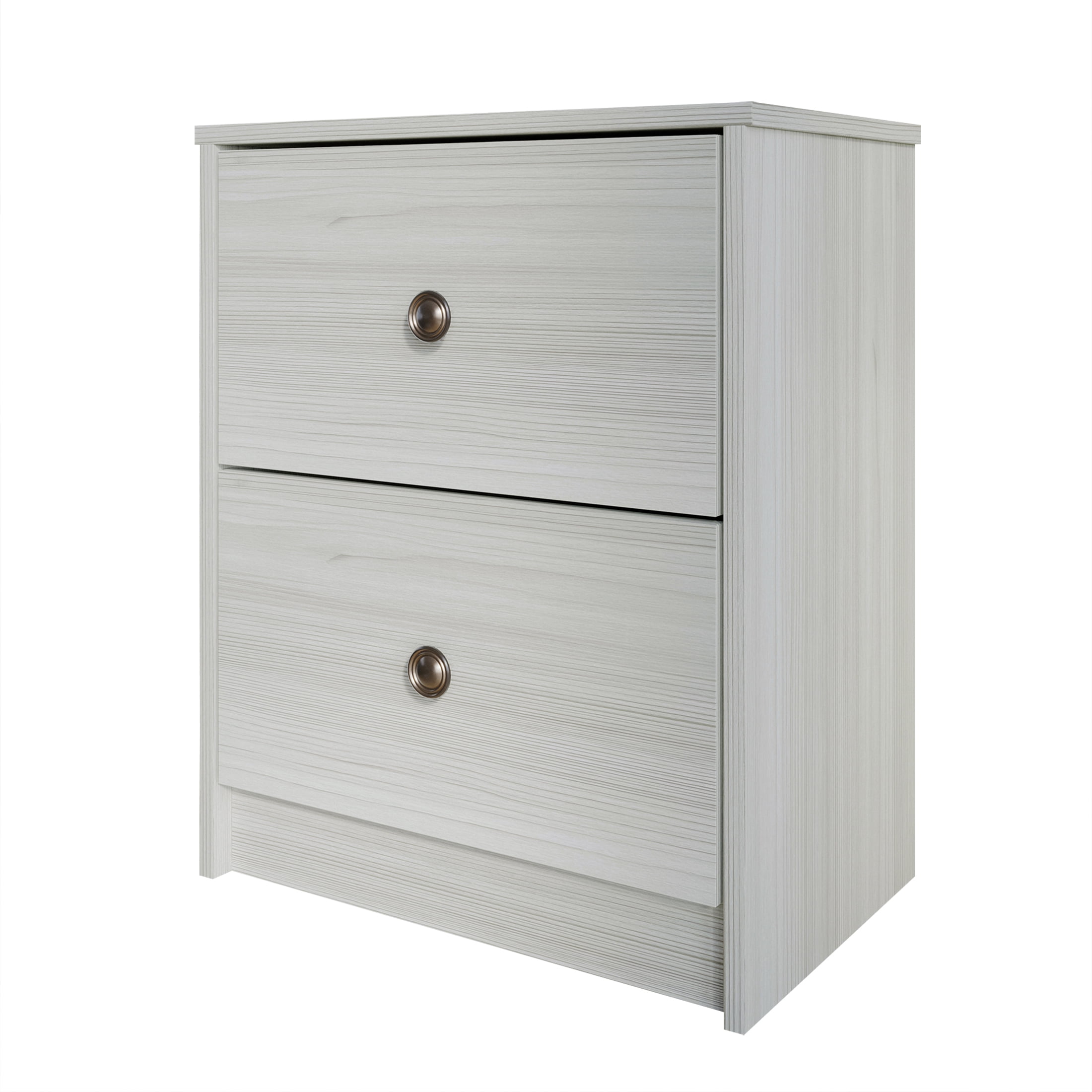 Castle Place Vintage Nightstand with 2 Drawers, Light Gray