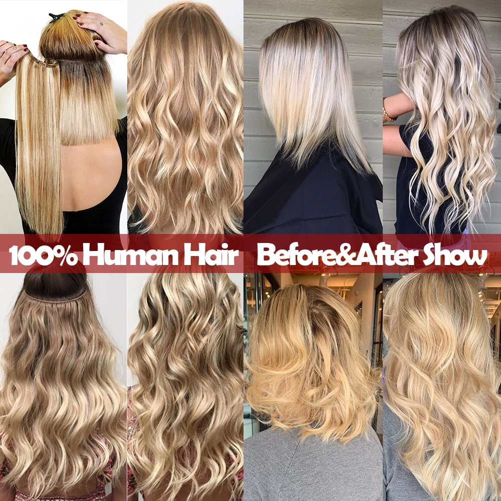 HAIRRO Clip In Hair Extensions V Shape U Part One Piece Clip in Remy Real Human Hair Extensions 3/4 Full Head