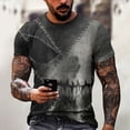 thumbnail image 2 of Men's Halloween Skull Patchwork Graphic T-Shirt Crew Neck Short Sleeve Casual Streetwear Top, 2 of 6