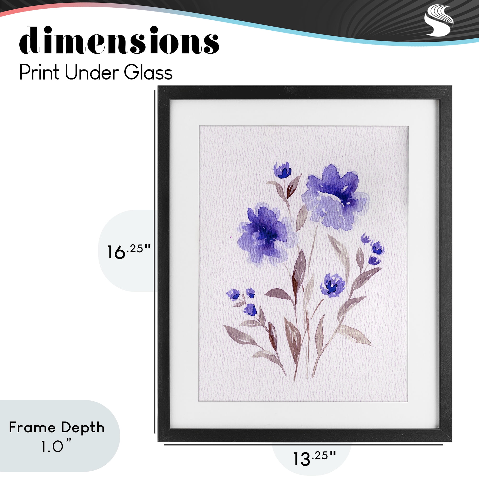 Stupell Industries Blooming Purple Flowers Black Framed Print Under Glass, design by Leah Noel Art