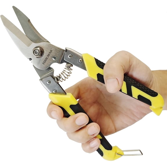 Heavy Duty Scissors 8.5 Inch Aviation Tin Snips Stainless Steel Straight Metal Cutter Pruning Shears Wire-cutters