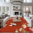 thumbnail image 3 of 6'x9' Area Rugs, Red Crane Indoor Outdoor Area Rug for Living Room Bedroom, Vintage Red Teal Spring Floral Botanical Washable Bathroom Rugs Kitchen Floor Carpet Mats Home Decor Aesthetic, 3 of 8