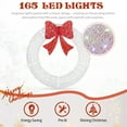 thumbnail image 4 of Large White Lighted Holiday Wreath with Red Bow, Indoor/Outdoor Use Pre-Lit Christmas Wreath w/ 175 LED Lights & Remote Control & Timer - 36 Inches, 4 of 10