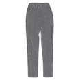 thumbnail image 5 of ANINEO Women's Summer Breathable Striped Drawstring Back Pocket Side Buckle Capris Casual Pants Solid Color Calf Length Boho Daily Female Trousers, 5 of 8