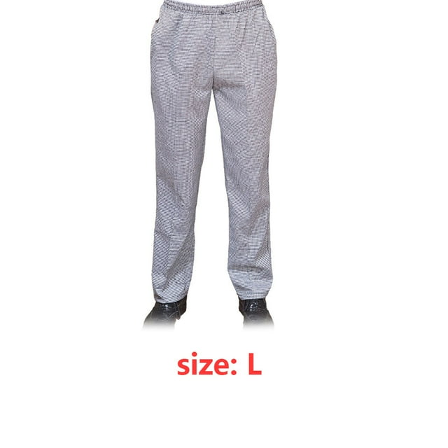 pitrice Chef Pants Men with Elastic Waist Pockets Baggy Cook Pant Waiter Uniform Skin-friendly Clothes for Restaurant Hotel Cafe Kitchen L Houndstooth