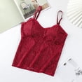 thumbnail image 7 of Women's Slim-Fit Camisole qinhaie Women's Lace Camisole with Padded Bra, Adjustable Spaghetti Straps V Neck Crop Top, Soft Breathable Bra Wine Red Camisoles & Tanks, 7 of 7