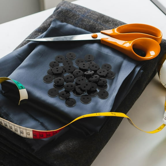 Raindrops 50pcs Small Black Resin Buttons for Sewing Crafts Round 2-Hole Ideal for DIY Use