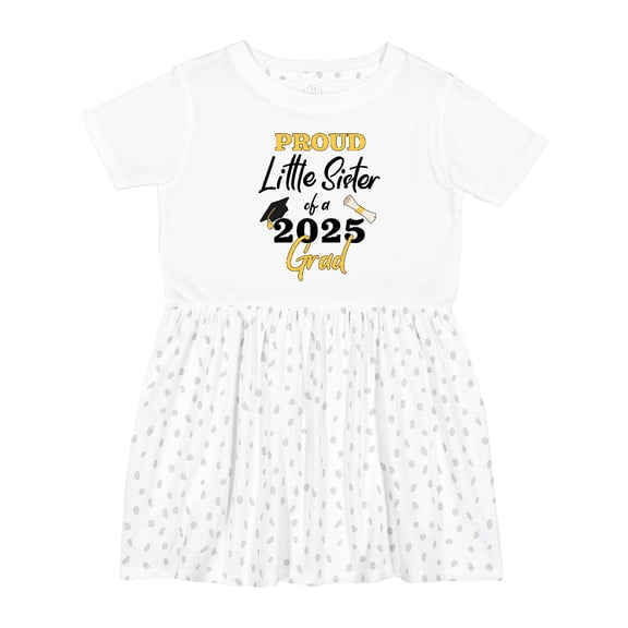 Inktastic Proud Little Sister of a 2025 Grad Girls Toddler Dress