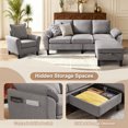 thumbnail image 5 of Pingliang Home Living Room Furniture Set,Sectional Sofa and Accent Chair,3 Seat L Shaped Couch with Reversible Storage Ottoman and Armchair, for Living Room Office Apartment Studio, 5 of 9