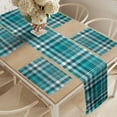 thumbnail image 2 of Ambesonne Plaid Table Runner & Placemats, Classic Crossing Line Squares, Placemat 4 pcs + Runner 16"x72", Sea Blue Teal, 2 of 2