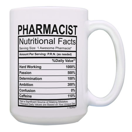 

ThisWear Funny Pharmacy Gifts Pharmacist Nutritional Facts Mug Pharmacist Cup 15oz Coffee Mug