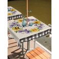 thumbnail image 2 of Outdoor Tablecloth with Umbrella Hole for Patio/Picnic/Party/Camping, Spring Flowers Waterproof Table Cloth Square Cover Washable, Country Botanical Leaves Garland Retro Plaid (54"x 54"), 2 of 9