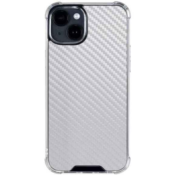 Skinit White Carbon Fiber Specialty Texture Material iPhone 14 Plus Clear Case