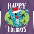 thumbnail image 3 of Lilo & Stitch - Happy Holidays - Girls Fitted Short Sleeve Tee, 3 of 5