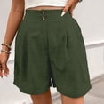 thumbnail image 6 of Womens Pleated Shorts Dressy Casual Summer Elastic High Waist Button Wide Leg Shorts Beach Vacation Wear Green S, 6 of 8