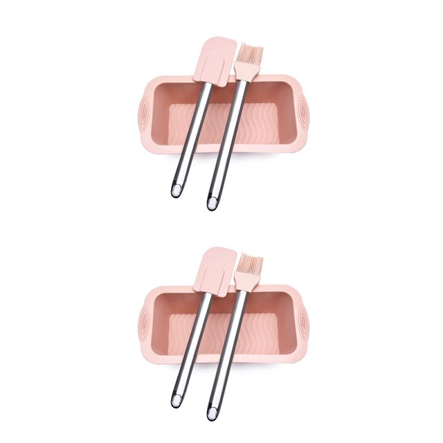 Billuyoard 3 unids/set molde de pastel de silicona en capas Rectangular molde de pan de silicona molde de pan tostado bandeja de pastel molde rosado 2piezas