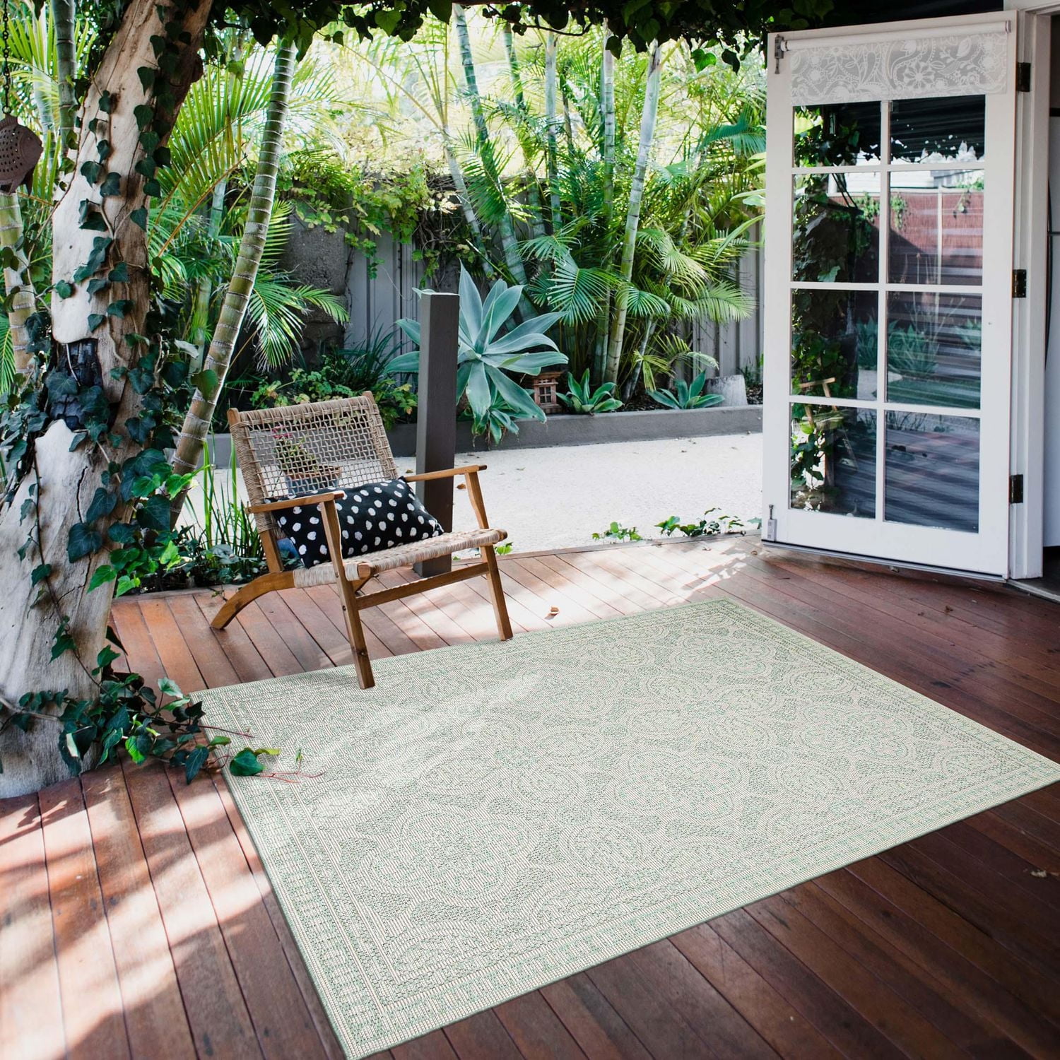 ECARPET Tapis d'Extérieur pour Patio, Terrasse, Jardin, Camping, Imperméable, Collection Veranda Traditional