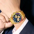 thumbnail image 5 of Men's Luxury Gold Watch Colored Diamonds Stainless Steel Waterproof Date Quartz Movement Bold Sports Fashion Accessory for Men, 5 of 8