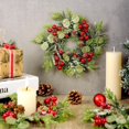 thumbnail image 2 of Guvpev 12 Pcs 9.2" Mini Christmas Wreaths for Cabinets Small Wreath Kitchen with Ribbon Christmas Decorations Candle Rings Red Berry Pine Cone Wreaths for Windows Farmhouse Xmas Decor Table, 2 of 16