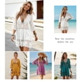 thumbnail image 6 of JYLFC Womens Lace Bathing Suit Cover Up V-Neck Swimsuit Coverups Loose Swimwear Beach Dress Beachwear, White, 6 of 7