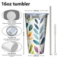 thumbnail image 4 of 16oz Tumblers Colorful Leaves Pattern Stainless Steel Vacuum Insulated Double Wall Travel Tumbler Cups Mug with Lid and Straw,Cleaning Brush for Coffee,Tea, 4 of 4