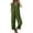 Green, variant on TAGOLD Womens Capris Jumpsuit Solid Color Linen Button Down Overall Long Pants Romper