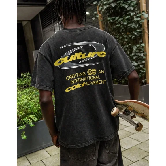 Culture Logo Graphic Vintage Oversized Washed High Street Grunge Y2K Short Sleeve Crewneck Cotton Unisex Men's Women's Tee Shirt