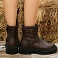thumbnail image 6 of Wensltd Round Toe Riding Boots for Women Side Zip British Style Knight Boots Ankle Length, 6 of 8