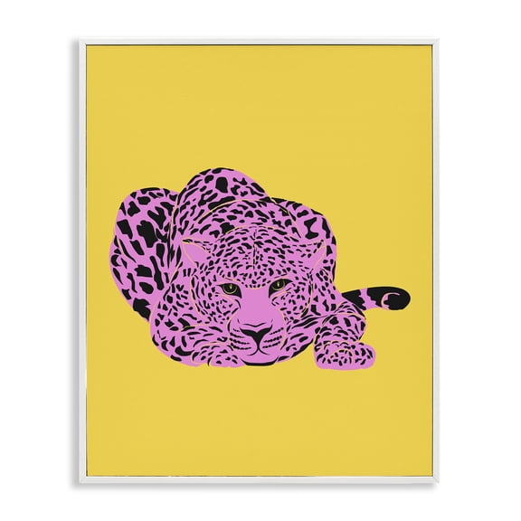 Stupell Industries Modern Pop Style Leopard White Framed Giclee Art, 11 x 14, by House of Lulu
