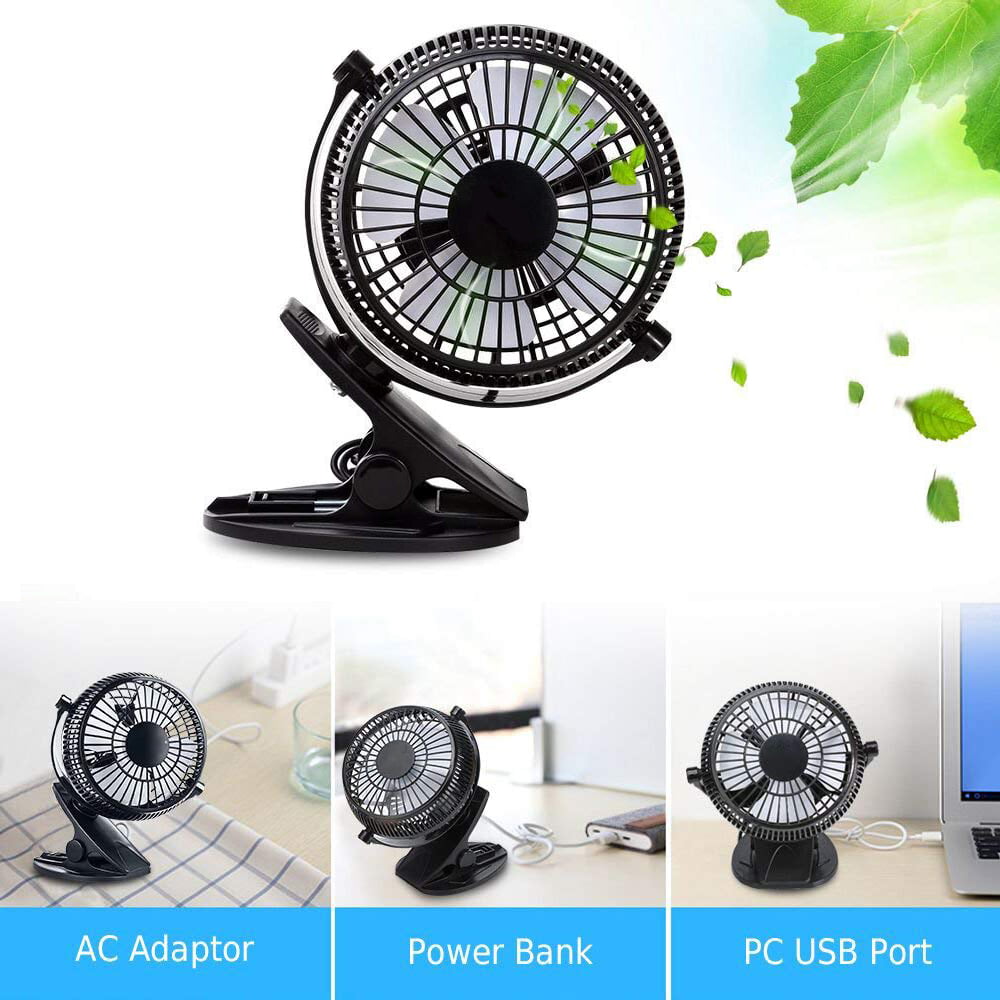 Desk Fans Black Quiet Operation and PC Keynice Mini USB Clip and Desk Personal Fan 360° up and down Power Bank table fan,4 Inch 2 Speed Portable Cooling Fan USB Powered by NetBook Desk Fan Computer MacBook for Home Office mini fan