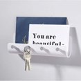 thumbnail image 2 of Versatile Mail Wall Rack with 4 Key Hooks, Adhesive Letter Sorter Storage Shelf and Key Hanger for Kitchen, Home, Office Entryway, Porch (White), 2 of 2