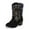 Black, variant on LYHaoo Children's Winter Fashion Sequined Solid Color Mid Calf Suede Slip On Boots Sizes 13 Black(Little Kid)