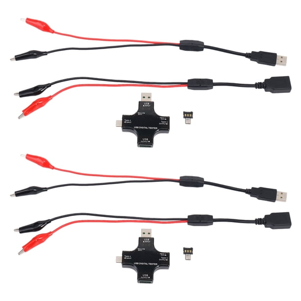 2X USB C Ensayador, 2 en 1 Type C USB Ensayador Pantalla Una Color IPS MultíMetro Digital, Voltaje, Corriente