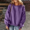 thumbnail image 5 of Xcmzpl Fleece Sweatshirts for Women Plus Size Solid Color Crewneck Sweatshirt Athletic Pullover Tops Work Long Sleeve T-shirts Early Fall Fashion, 5 of 8