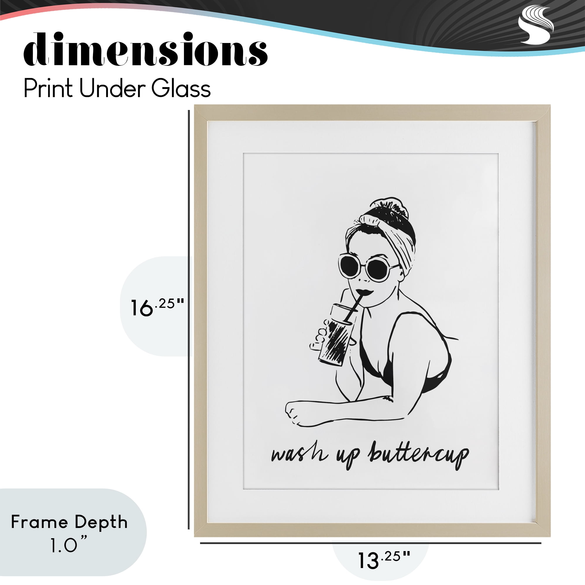 Stupell Industries Wash Up Buttercup Retro Birch Framed Print Under Glass, design by Lettered and Lined