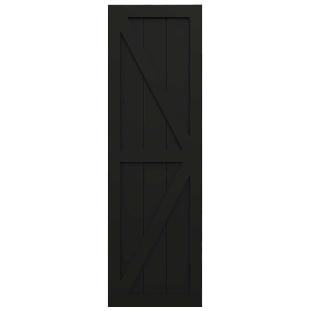 Ekena Millwork 18"W x 64"H True Fit PVC Two Equal Panel Farmhouse Fixed Mount Shutters w/ Z-Bar, Black (Per Pair - Hardware Not Included)